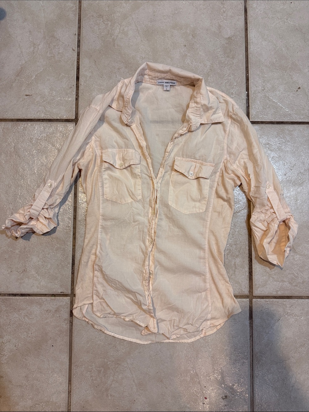 James Perse Soft Cream Collared Shirt